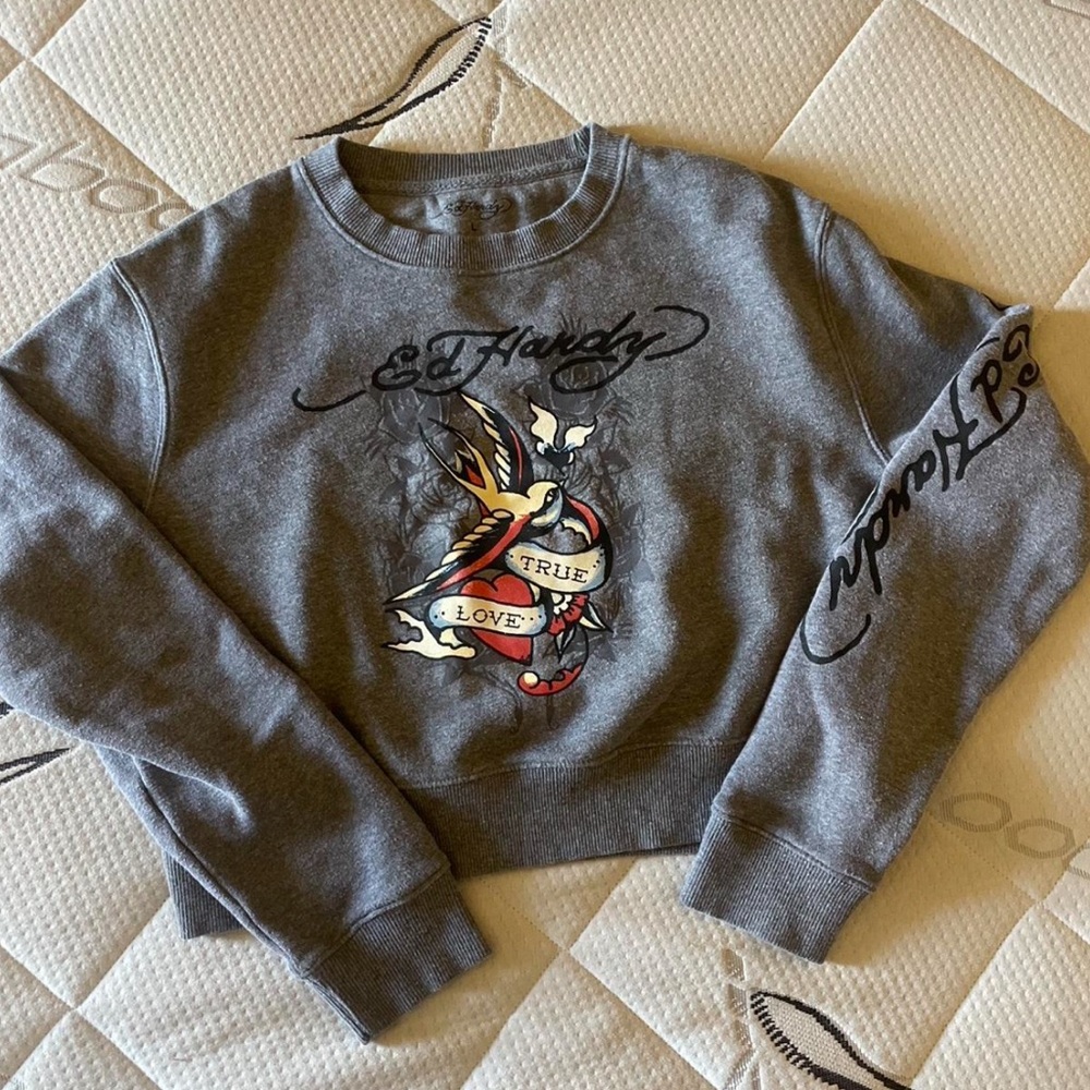 Ed Hardy Charcoal Graphic Crewneck